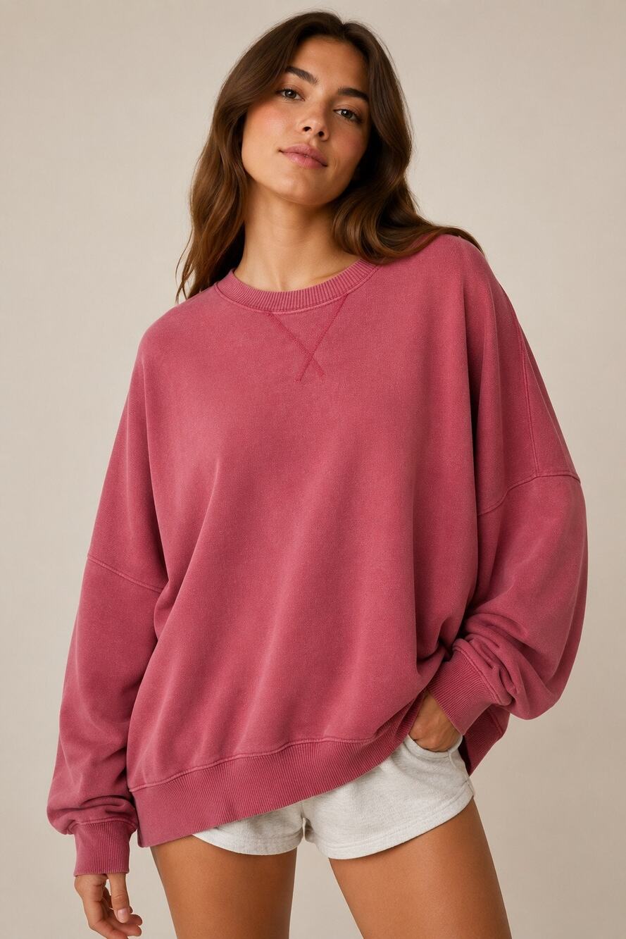 Aerie Oversized Crewneck Sweatshirt – Dusty Rose Pink – Size Medium